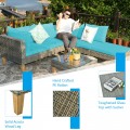 4PCS Patio Rattan Furniture Set Cushioned Loveseat - Gallery View 12 of 24