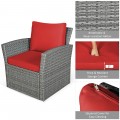 4 Pieces Patio Rattan Furniture Set Sofa Table with Storage Shelf Cushion - Gallery View 12 of 67