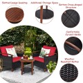 3 Pieces Solid Wood Frame Patio Rattan Furniture Set - Gallery View 35 of 48