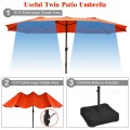 15 Feet Extra Large Patio Double Sided Umbrella with Crank and Base - Gallery View 36 of 48