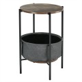 Industrial Round End Side Table Sofa with Storage