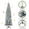 7.5 Feet Unlit Hinged Snow Flocked Artificial Pencil Christmas Tree with 641 Tips - Gallery View 9 of 9