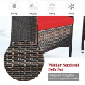 4 Pieces Comfortable Outdoor Rattan Sofa Set with Table - Gallery View 11 of 80