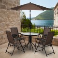 4 Pieces Folding Dining Chairs with Steel Armrests and Sling Back - Gallery View 1 of 11