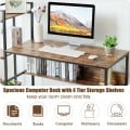 59-Inch Computer Desk Home Office Workstation 4-Tier Storage Shelves