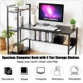 59 Inch Computer Desk Home Office Workstation 4-Tier Storage Shelves - Gallery View 10 of 48