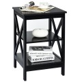 3-Tier Nightstand End Table with X Design Storage