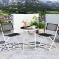3 Pieces Patio Folding Bistro Set for Balcony or Outdoor Space - Gallery View 8 of 40