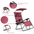 Folding Recliner Lounge Chair with Shade Canopy Cup Holder - Gallery View 45 of 46