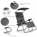 Folding Recliner Lounge Chair with Shade Canopy Cup Holder - Gallery View 9 of 46