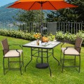 32 Inch Patio Tempered Glass Steel Frame Square Table - Gallery View 1 of 9