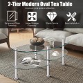 Tempered Glass Oval Side Coffee Table - Gallery View 13 of 22