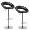 Set of 2 Adjustable Swivel Bar Stools Pub Chairs - Gallery View 15 of 23