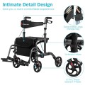 2-in-1 Adjustable Folding Handle Rollator Walker with Storage Space - Gallery View 22 of 35