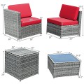 8 Piece Wicker Sofa Rattan Dining Set Patio Furniture with Storage Table - Gallery View 47 of 65