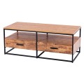 47 Inch 2-Tier Cocktail 2 Drawer Coffee Table Metal Desk - Gallery View 6 of 10