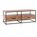 47 Inch 2-Tier Cocktail 2 Drawer Coffee Table Metal Desk - Gallery View 10 of 10