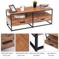 47 Inch 2-Tier Cocktail 2 Drawer Coffee Table Metal Desk - Gallery View 9 of 10