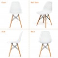 4 Pieces Modern Plastic Hollow Chair Set with Wood Leg