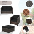5 Pieces Patio Cushioned Rattan Furniture Set - Gallery View 71 of 71