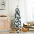 6 Feet Unlit Hinged Snow Flocked Artificial Pencil Christmas Tree with 500 Branch Tip - Gallery View 1 of 10