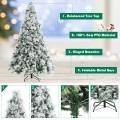 7 Feet Snow Flocked Christmas Tree with Pine Cone and Red Berries - Gallery View 9 of 11