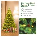 Pre-lit Hinged Christmas Tree with Glitter Tips and Pine Cones - Gallery View 12 of 36