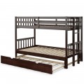 Twin Pull-Out Bunk Bed with Trundle Wooden Ladder - Gallery View 3 of 22