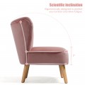 Modern Armless Velvet Accent Chair with Wood Legs - Gallery View 29 of 36