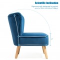 Modern Armless Velvet Accent Chair with Wood Legs - Gallery View 17 of 36