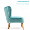 Modern Armless Velvet Accent Chair with Wood Legs - Gallery View 5 of 36