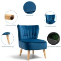 Modern Armless Velvet Accent Chair with Button Tufted and Wood Legs - Gallery View 36 of 36