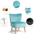 Modern Armless Velvet Accent Chair with Button Tufted and Wood Legs - Gallery View 23 of 36