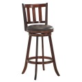 Set of 2 Wood Swivel Counter Height Dining Pub Bar Stools with PVC Cushioned Seat - Gallery View 18 of 20