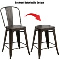 Set of 4 Industrial Metal Counter Stool Dining Chairs with Removable Backrest - Gallery View 23 of 23