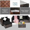6 Pieces Patio Rattan Furniture Set with Sectional Cushion - Gallery View 49 of 62
