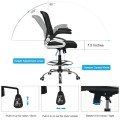 Adjustable Height Flip-Up Mesh Drafting Chair with Lumbar Support - Gallery View 5 of 12