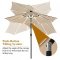 9 Feet Solar LED Market Umbrella with Aluminum Crank Tilt 16 Strip Lights - Gallery View 59 of 60