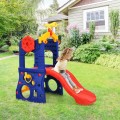 6-in-1 Freestanding Kids Slide with Basketball Hoop and Ring Toss - Gallery View 6 of 12