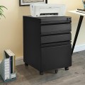 3-Drawer Mobile Convenient Filing Cabinet Stee with Lock - Gallery View 6 of 24