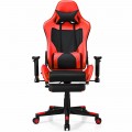 PU Leather Gaming Chair with USB Massage Lumbar Pillow and Footrest - Gallery View 38 of 44