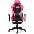PU Leather Gaming Chair with USB Massage Lumbar Pillow and Footrest - Gallery View 20 of 44