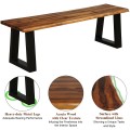 Solid Acacia Wood Patio Bench Dining Bench Seating Chair - Gallery View 5 of 11