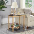 Bamboo Side Table 2-Tier Sofa End Console Table with Storage Shelf Felt Pad for Bedroom - Gallery View 7 of 13