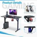 Computer Gaming Desk with LED Light and Gaming Handle Rack for Home