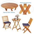 3 Pieces Patio Folding Wooden Bistro Set Cushioned Chair - Gallery View 23 of 35