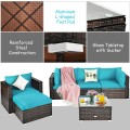 6 Pieces Patio Rattan Furniture Set with Sectional Cushion - Gallery View 37 of 62