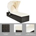 Outdoor Chaise Lounge Chair with Folding Canopy - Gallery View 11 of 24
