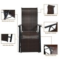 Patio Back Adjustable Rattan Folding Lounge Recliner