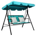 3 Person Patio Swing with Polyester Angle Adjustable Canopy and Steel Frame - Gallery View 31 of 35